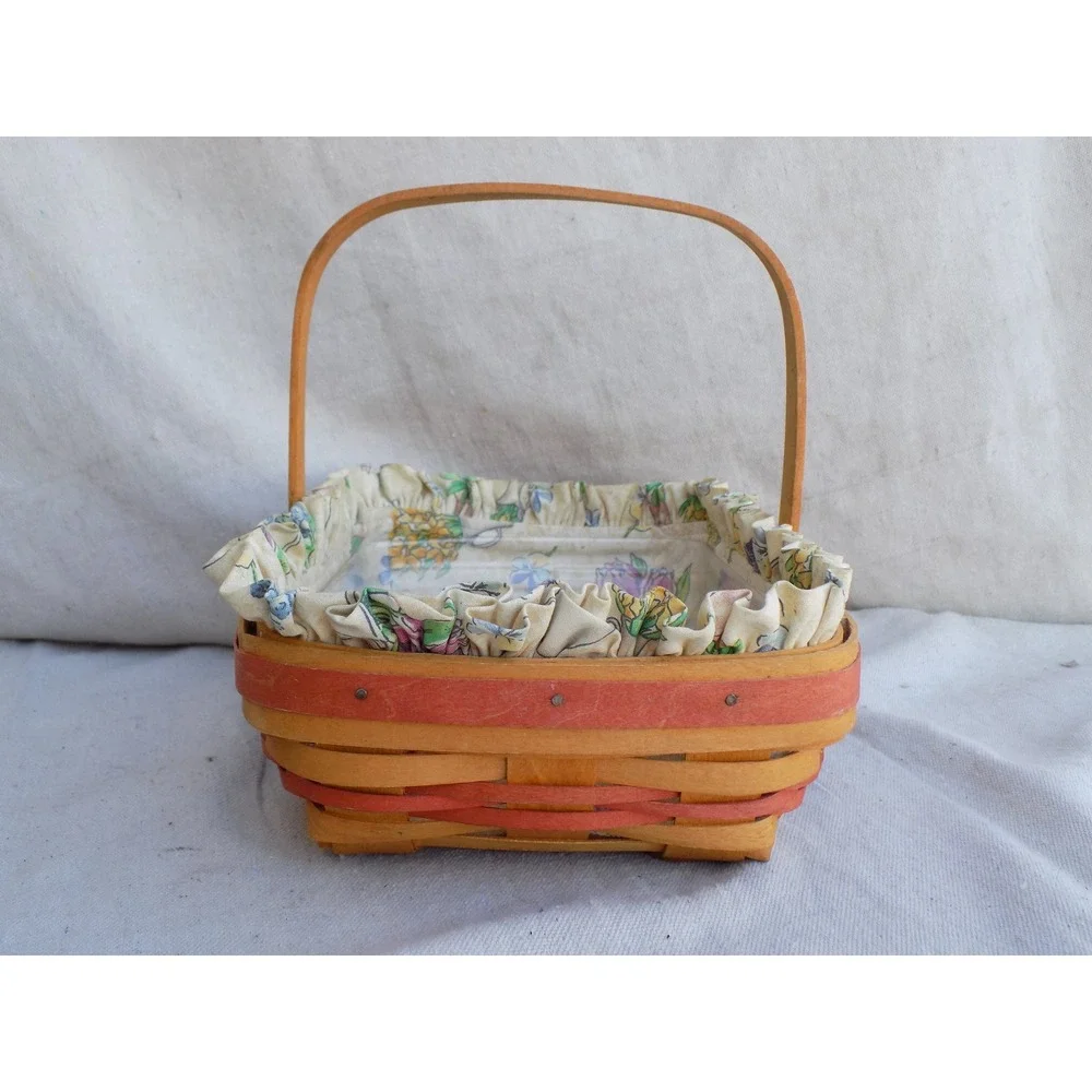 Mother's Day Early Blossoms Basket w/ Liner Protector & Charm Longaberger Basket